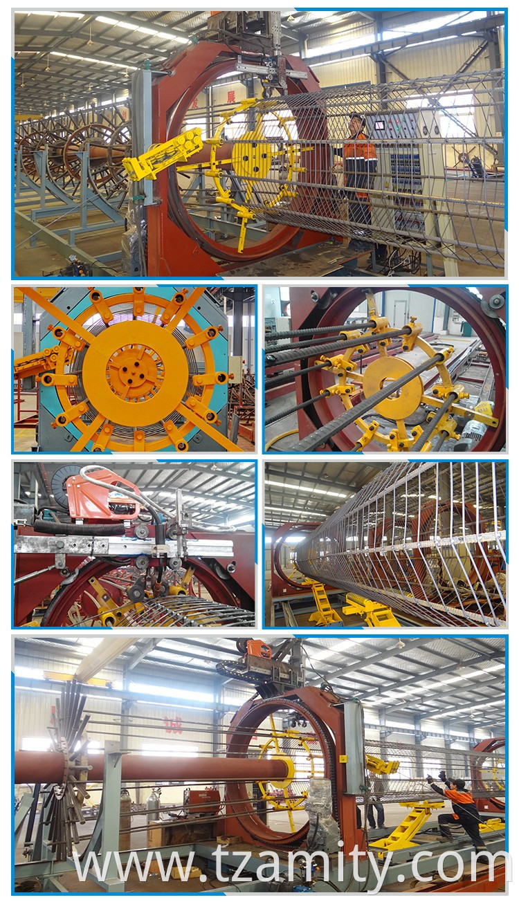 CNC reinforcing steel rebar cage making machine for spun pile